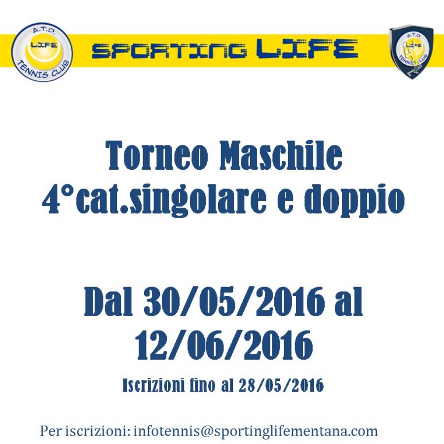 Torneo Singolare e Doppio Maschile  di 4°Categoria F.I.T.